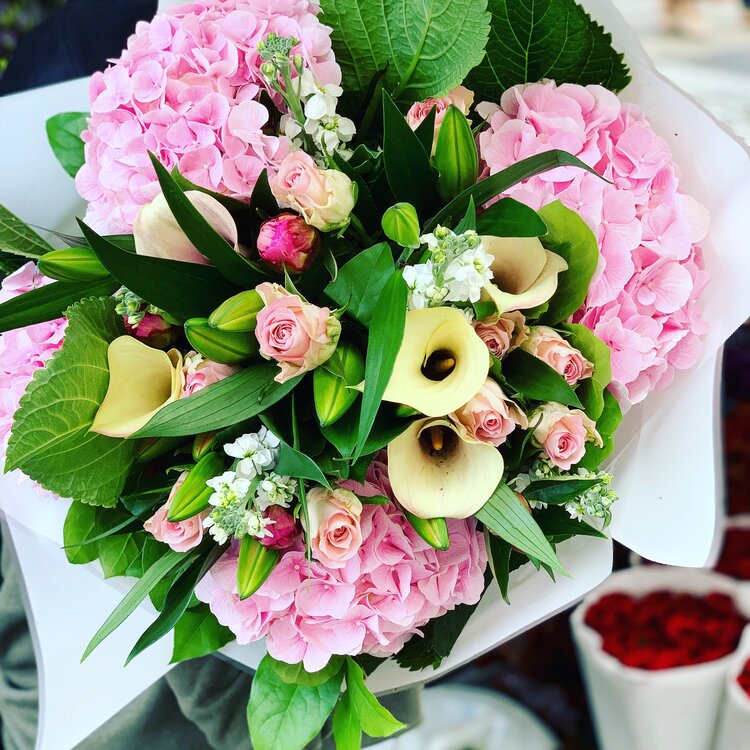 Pinks And White Large Hand-Tied Bouquet