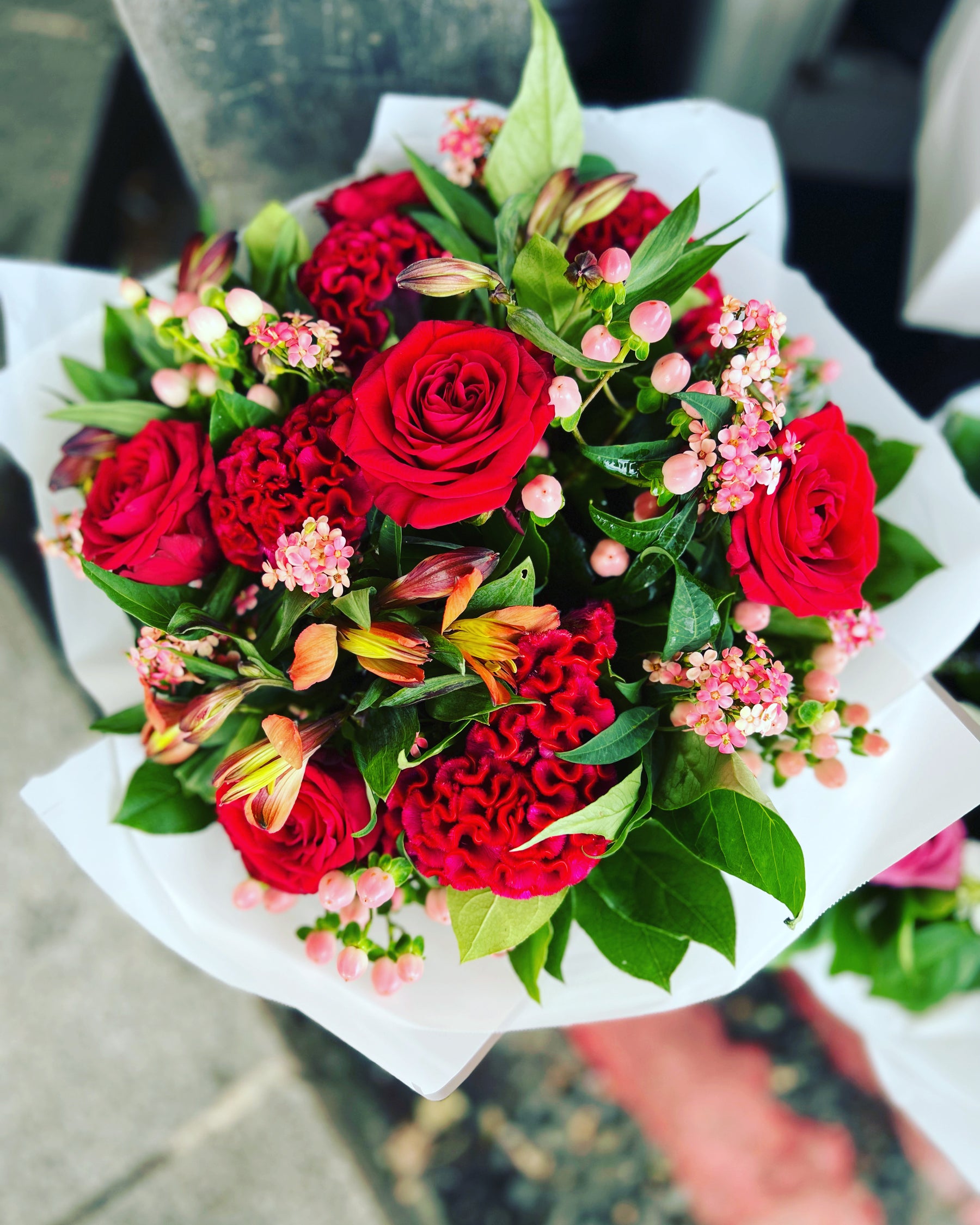 Sumptuous Reds Hand Tied Bouquet