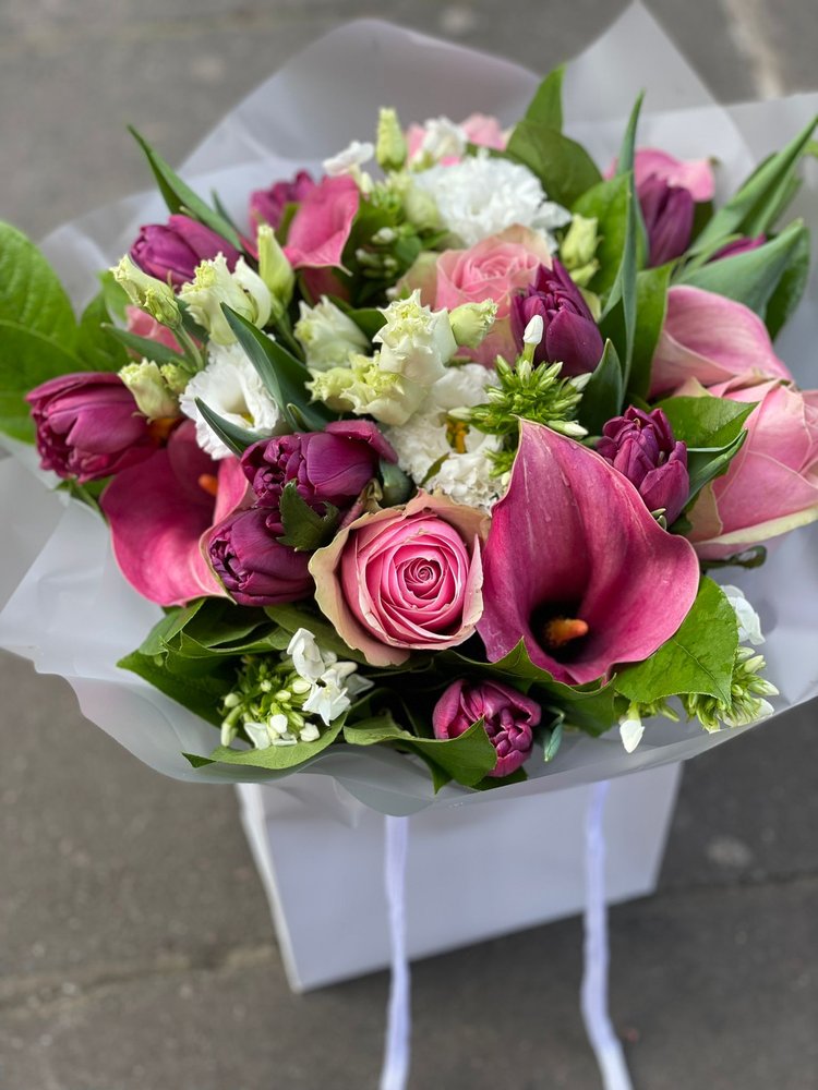 PInk And Whites Hand Tied Bouquet.